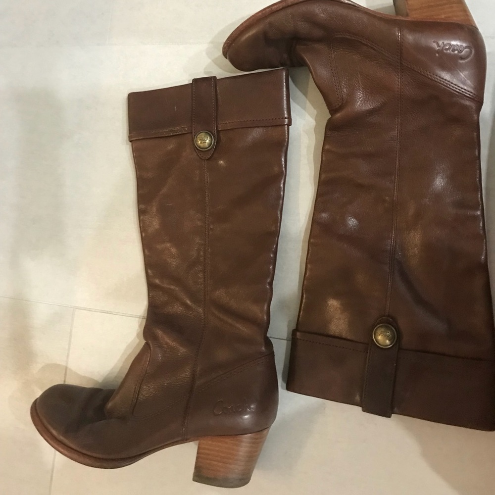 Coach cognac boots size 6